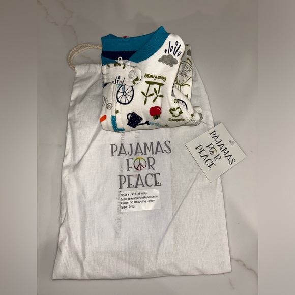 Pajamas for Peace Recycle Print Baby Neutral Organic Coverall - Picture 4 of 6